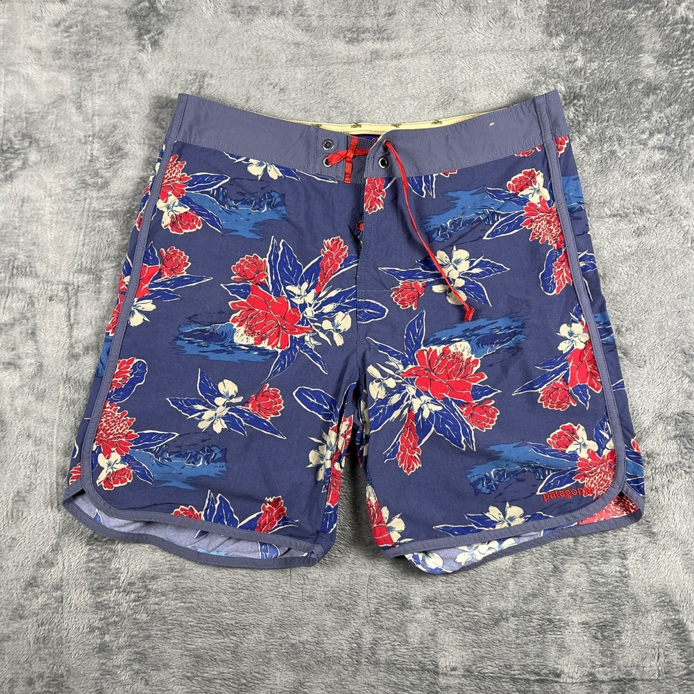 Patagonia Wavefarer Board Shorts Mens 32 Multicolor Tropical Scalloped Hem Beach